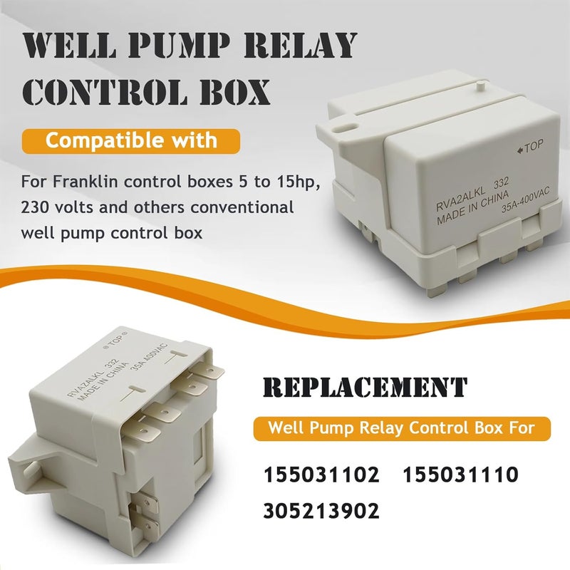 repustor Well Pump Relay Control Box for Franklin Control Boxes 5 to 15hp, 230 Volts and Others Conventional Well Pump Control Box Replace 155031102 155031110 305213902 - Image 2